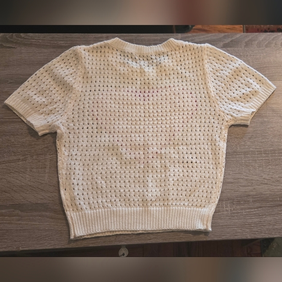 Shein Women's Short Sleeve Knitted Top With Heart Pattern - Picture 3 of 4